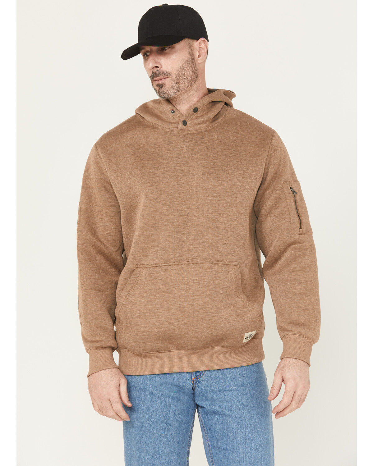 Image #1 - Thorogood Men's Snap Neck Hooded Sweatshirt, Lt Brown, hi-res