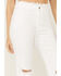 Image #2 - Cello Women's High Rise Distressed Knee Flare Jeans, White, hi-res