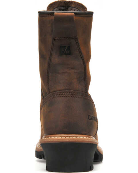 Carolina Men's 8" Waterproof Logger Boots - Round Toe, Brown, hi-res