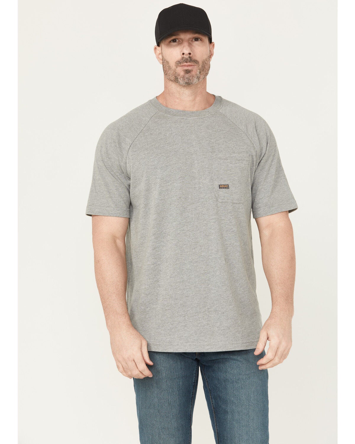 Image #2 - Ariat Men's Rebar Cotton Strong Workhog Short Sleeve Work T-Shirt, Grey, hi-res