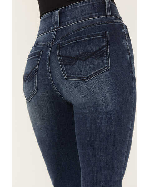 Image #4 - Idyllwind Women's Somerhill Outlaw High Rise Bootcut Button Fly Stretch Denim Jeans, Dark Medium Wash, hi-res