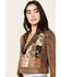 Cleo + Wolf Women's Patchwork Leather Moto Jacket, Brown, hi-res