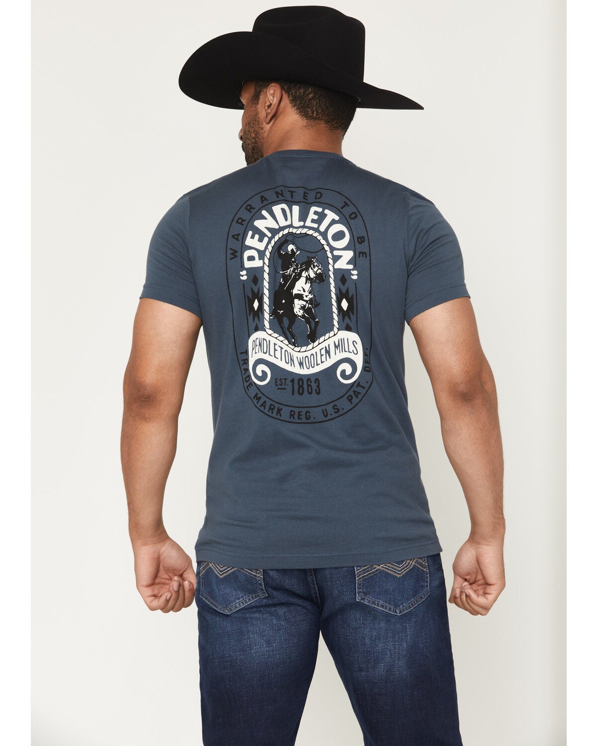 Pendleton Men's Wild West Short Sleeve Graphic T-Shirt, Navy, hi-res