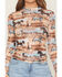 Image #3 - Blue B Women's Horse Print Mesh Long Sleeve Shirt, Multi, hi-res