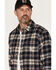 Image #2 - Carhartt Men's Hamilton Relaxed Plaid Print Long Sleeve Button-Down Stretch Flannel Shirt, Navy, hi-res
