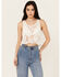 Image #1 - New In Women's Floral Lace Sleeveless Tank, White, hi-res