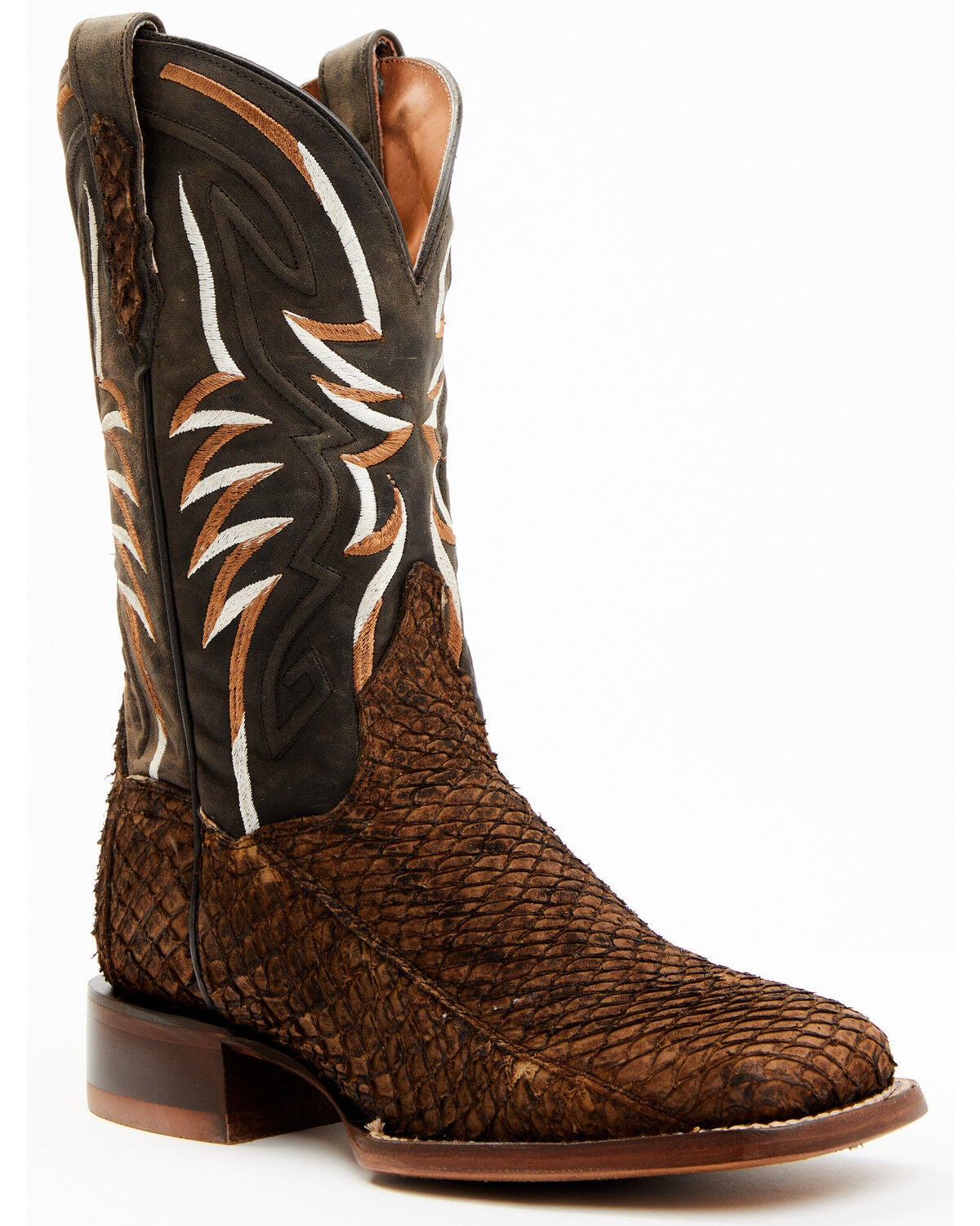 Dan Post Women's Exotic Seabass Western Boots - Broad Square Toe, Ivory, hi-res