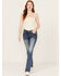 Image #3 - Miss Me Women's Dark Wash Braided Pocket Bootcut Stretch Denim Jeans, Dark Wash, hi-res
