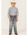 Wrangler Boys' Classic Chevron Print Long Sleeve Button Down Shirt, Navy, hi-res