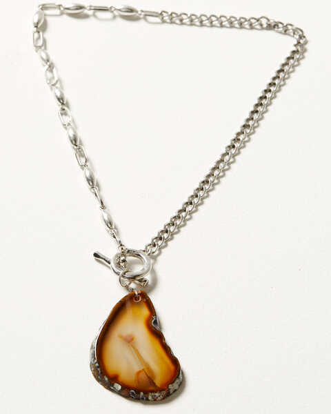 Image #1 - Shyanne Women's Monument Valley Brown Agate Stone Necklace, Silver, hi-res