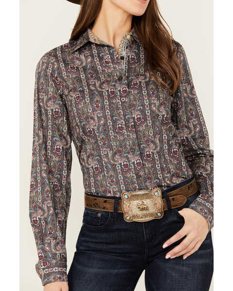 Image #3 - Cinch Women's Paisley Print Long Sleeve Button-Down Western Core Shirt , Grey, hi-res