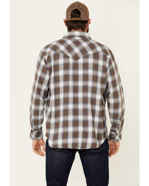 Resistol Men's Brown Cedar Ombre Plaid Long Sleeve Western Shirt , Brown, hi-res