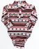 Image #1 - Shyanne Infant Girls' Southwestern Printed Stripe Long Sleeve Onesie, Burgundy, hi-res