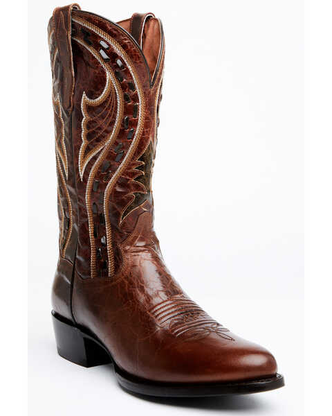 Image #1 - Dan Post Men's Swirled Embroidery Western Boots - Medium Toe, Pecan, hi-res