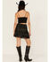 Image #3 - Fornia Women's Rhinestone Fringe Faux Suede Mini Skirt, Black, hi-res
