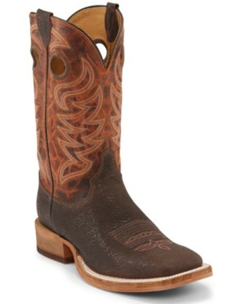 Justin Men's Caddo Brown Stone Western Boots - Wide Square Toe, Brown, hi-res