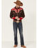 Scully Men's Boot Stitch Embroidered Long Sleeve Pearl Snap Western Shirt , Brown, hi-res