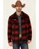 Image #1 - Powder River Outfitters Men's Red Ombre Plaid Wool Button-Front Shirt Jacket, Black/red, hi-res