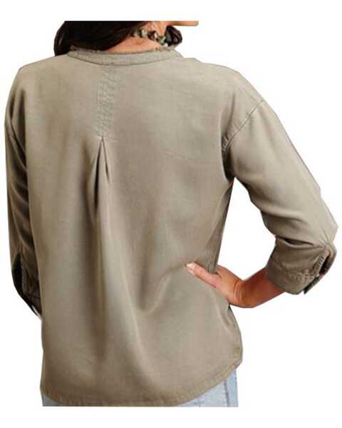 Image #2 - Stetson Women's Long Sleeve Peasant Top, Olive, hi-res