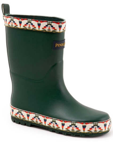 Image #1 - Pendleton Girls' Tucson Rain Boots - Round Toe, Green, hi-res
