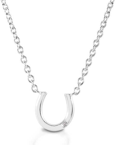  Kelly Herd Women's Single Stone Horseshoe Necklace , Silver, hi-res