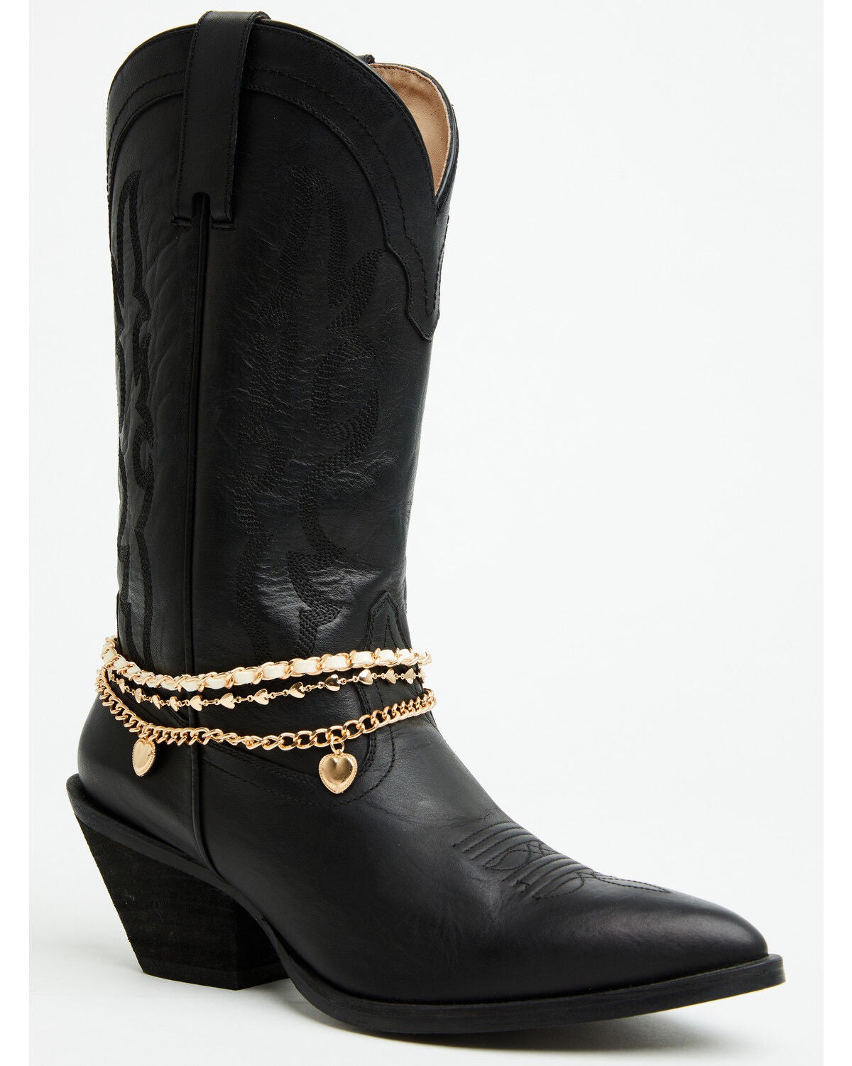 Shyanne Women's Ribbon and Chain Heart Boot Jewelry, Gold, hi-res