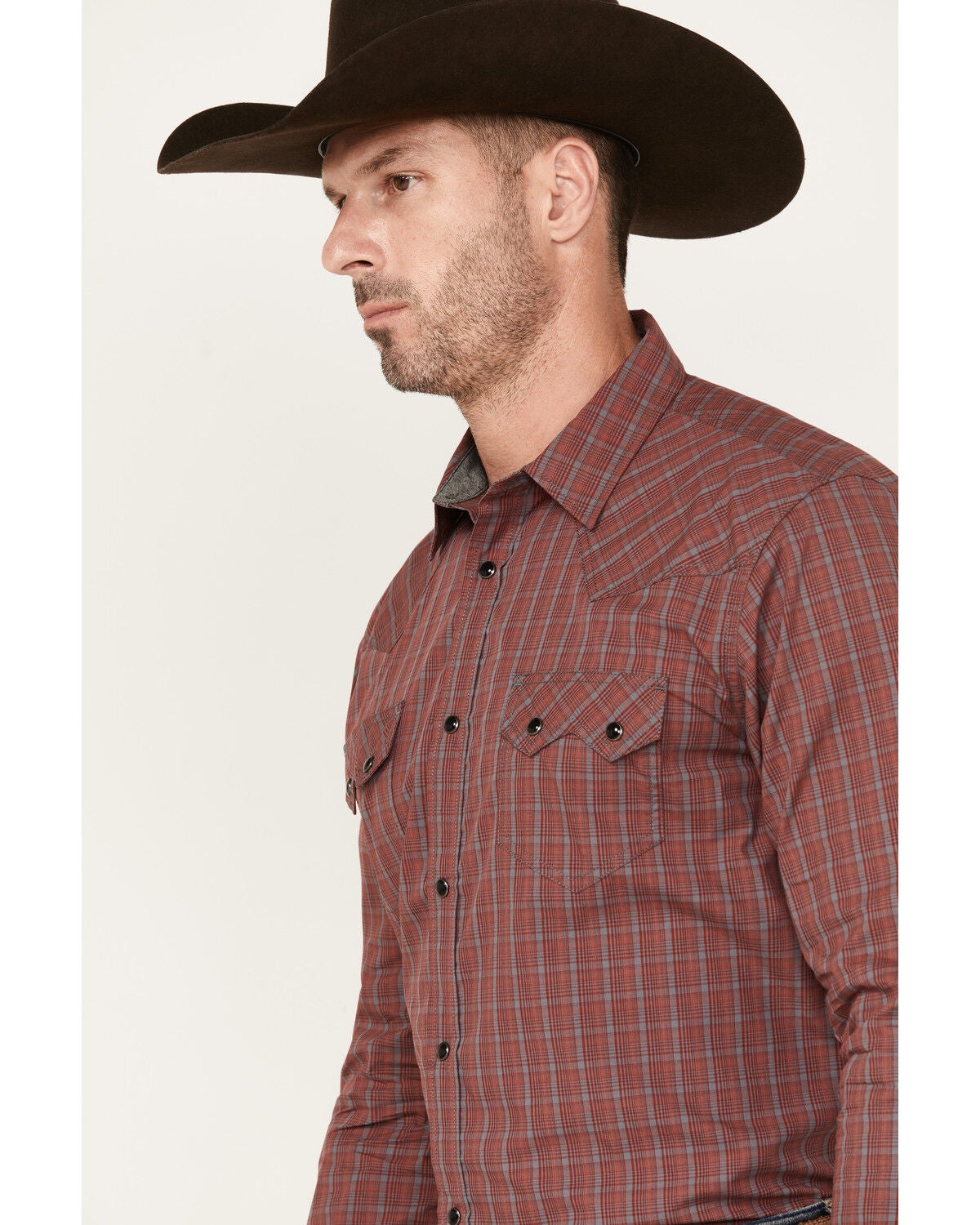 Image #2 - Cody James Men's Fire Mountain Long Sleeve Plaid Print Snap Western Shirt, Red, hi-res