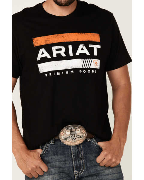 Image #3 - Ariat Men's Black Bar Stripe Logo Short Sleeve T-Shirt , Black, hi-res