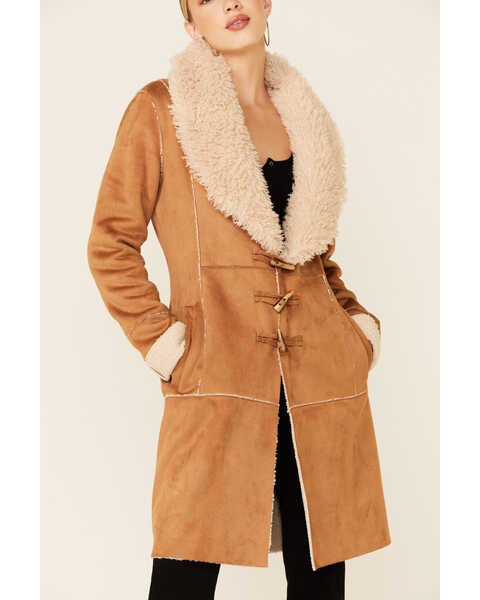Image #3 - Powder River Outfitters Women's Camel Micro Suede Berber Lined Coat , , hi-res