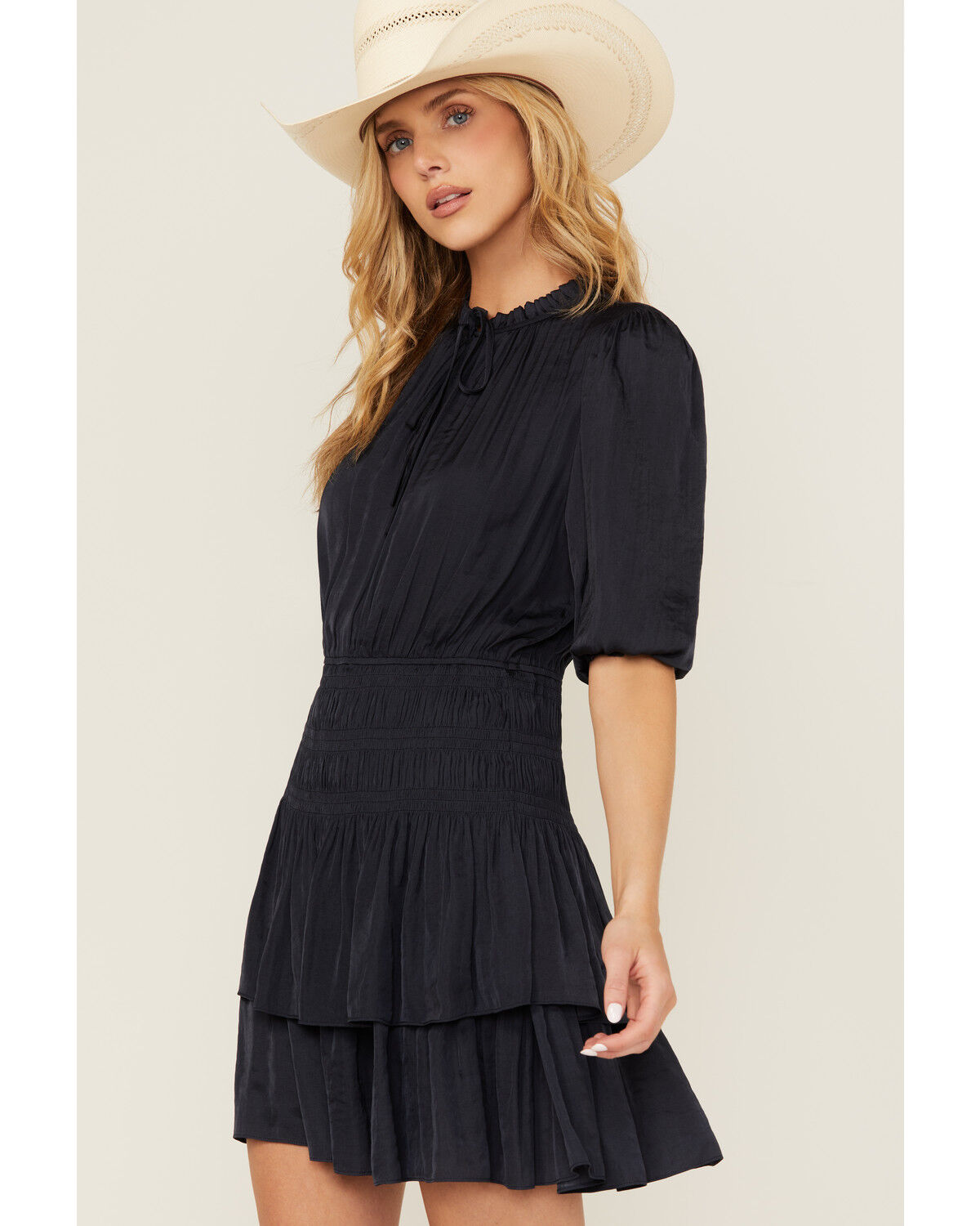 Image #2 - Revel Women's Solid Long Sleeve Mini Dress, Navy, hi-res