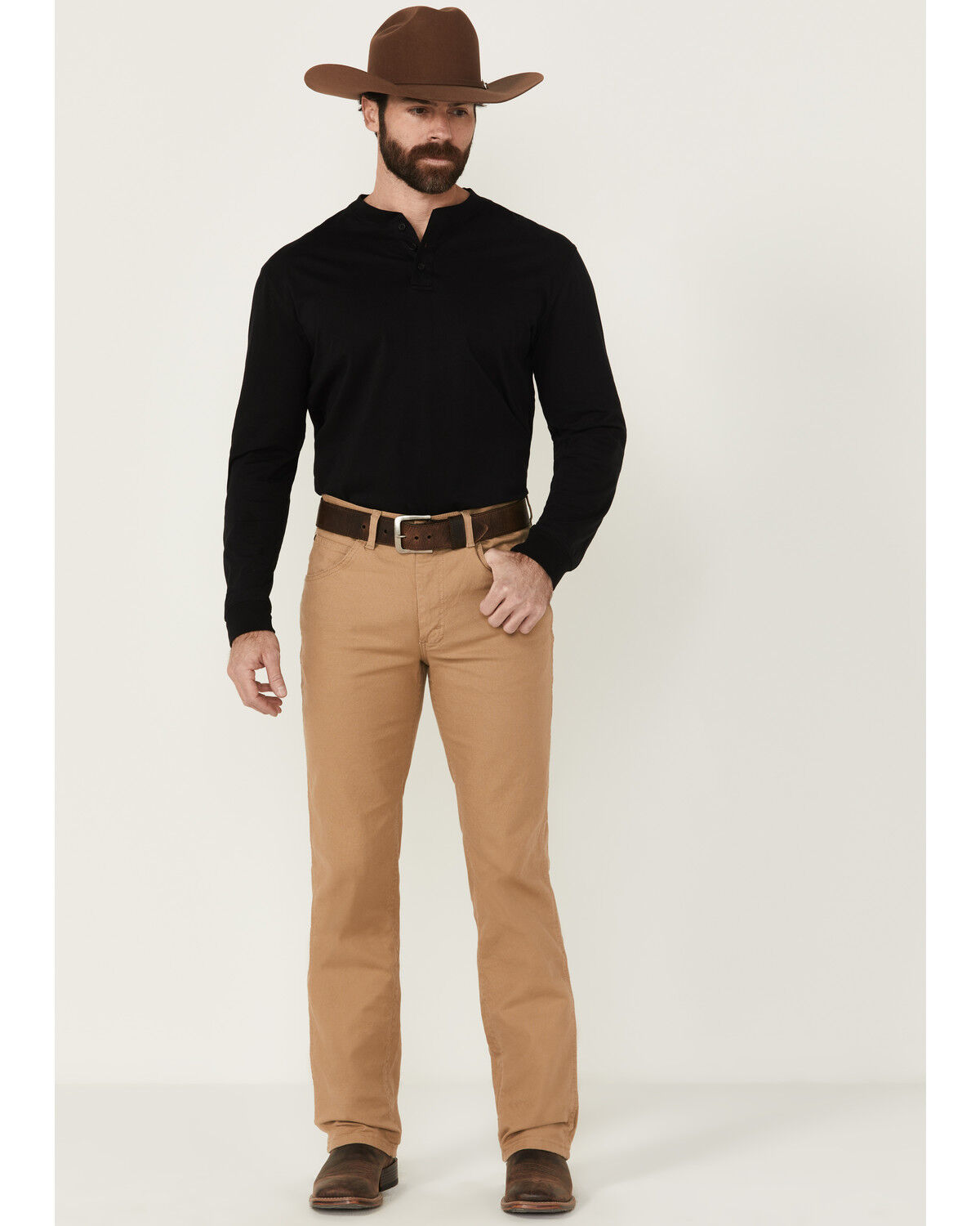 Image #1 - Wrangler Men's Tough Comfort Performance Slim Straight Canvas Jeans, Wheat, hi-res
