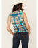 Image #4 - Shyanne Women's Plaid Print Twill Sleeveless Button-Down Western Shirt, Medium Blue, hi-res