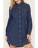 Image #3 - Wrangler Women's Dark Wash Long Sleeve Western Denim Mini Shirt Dress, Dark Wash, hi-res