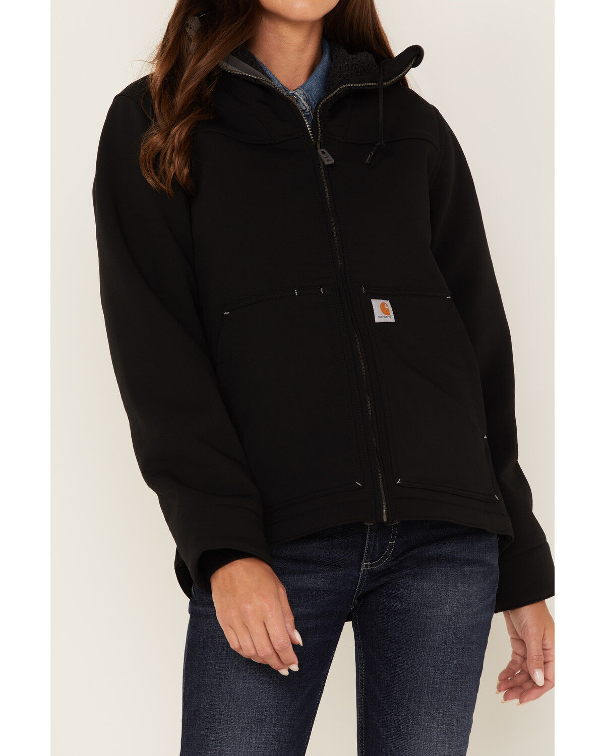 Image #3 - Carhartt Women's Super Dux Relaxed Fit Zip-Front Sherpa-Lined Work Jacket, Black, hi-res