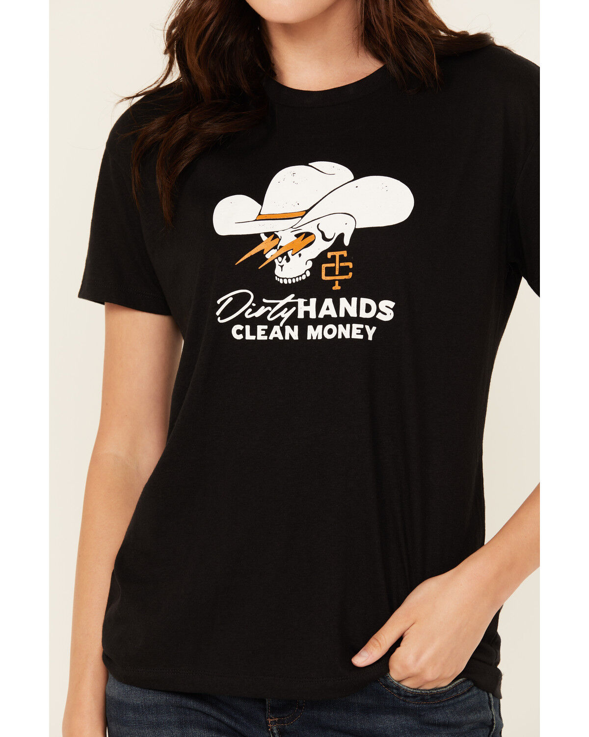 Image #3 - Troll Co Women's Savage Dirty Hands Clean Money Short Sleeve Graphic Tee, Black, hi-res