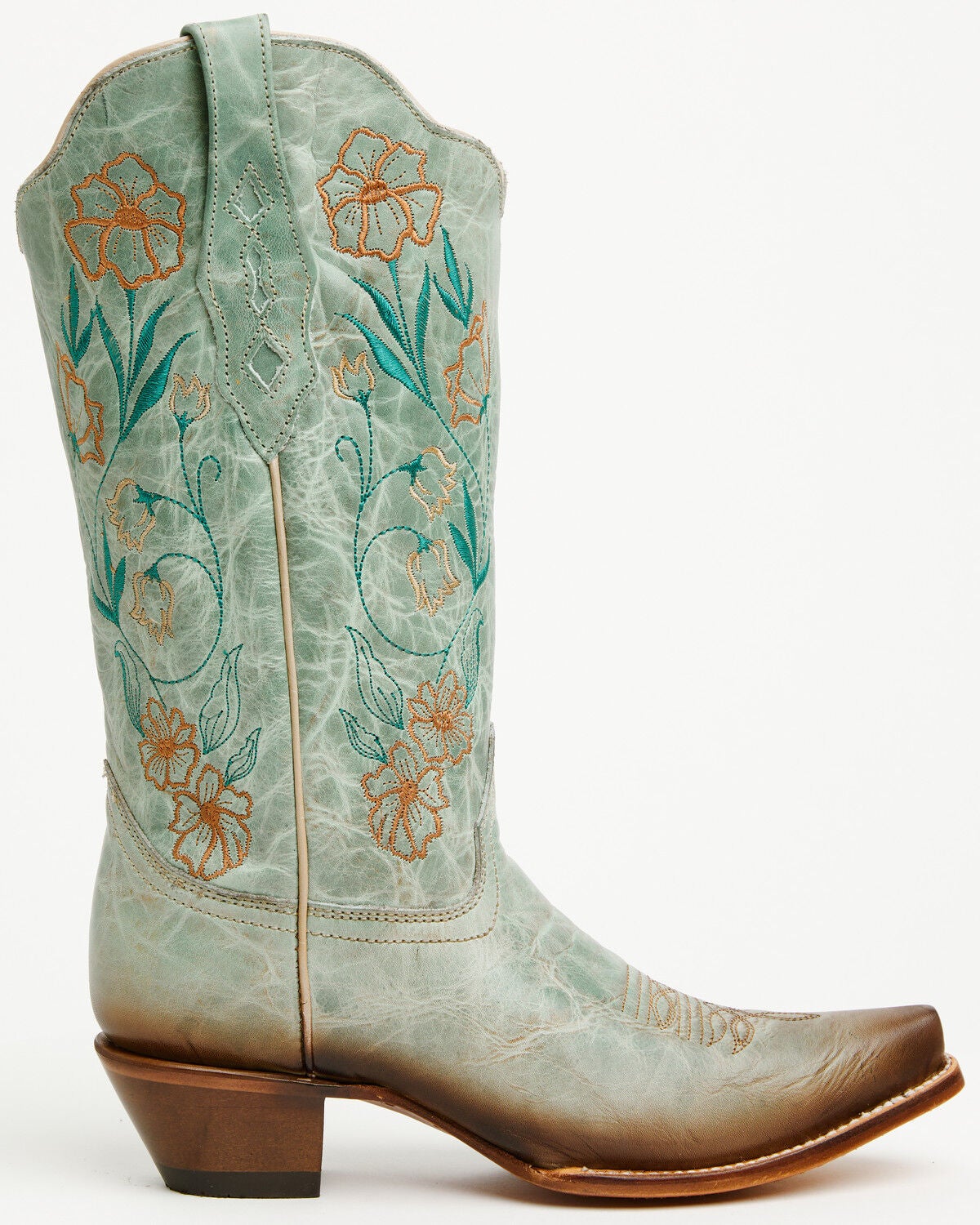 Image #2 - Corral Women's Floral Embroidered Tall Western Boots - Snit Toe, Mint, hi-res