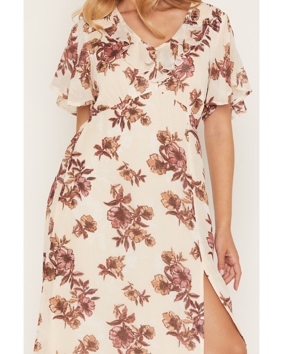 Image #3 - Shyanne Women's Renee Floral Print Short Sleeve Midi Dress, Natural, hi-res
