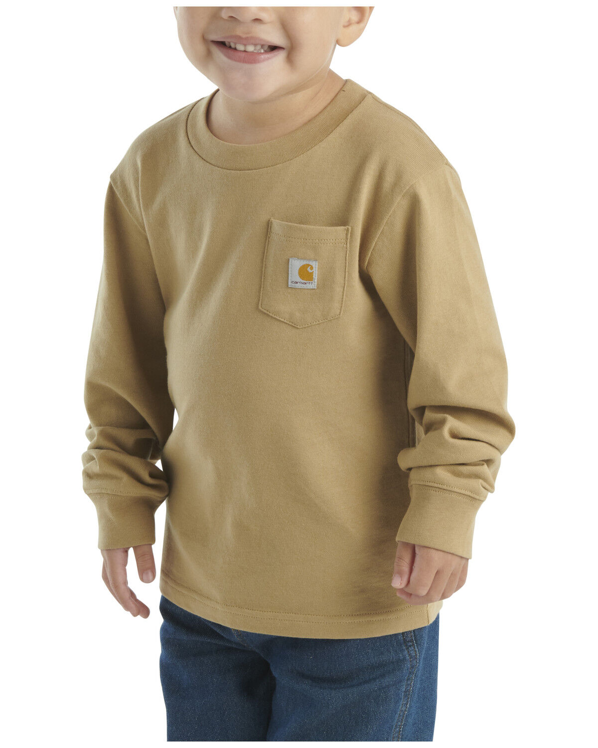 Image #2 - Carhartt Toddler Boys' Tractor Long Sleeve Pocket T-Shirt, Khaki, hi-res