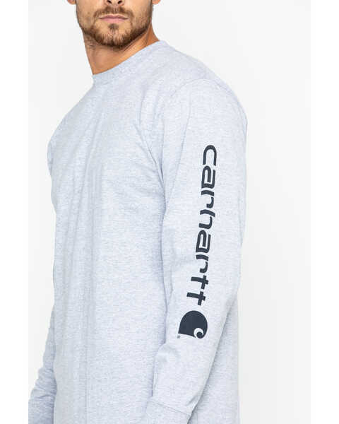 Image #4 - Carhartt Men's Loose Fit Heavyweight Long Sleeve Logo Graphic Work T-Shirt - Big & Tall, Hthr Grey, hi-res