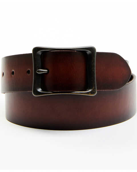 Brothers and Sons Men's Burnished Leather Belt, Brown, hi-res
