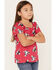 Image #2 - Wrangler Girls' Cow Head Print Puff Sleeve Shirt, Hot Pink, hi-res