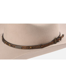 Phunky Horse Stitched Leather Hat Band , Lt Brown, hi-res