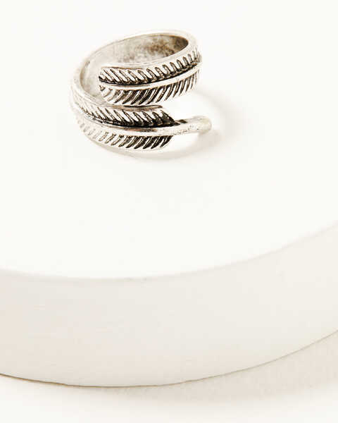 Image #4 - Shyanne Women's Horseshoe Feather Ring Set , Silver, hi-res