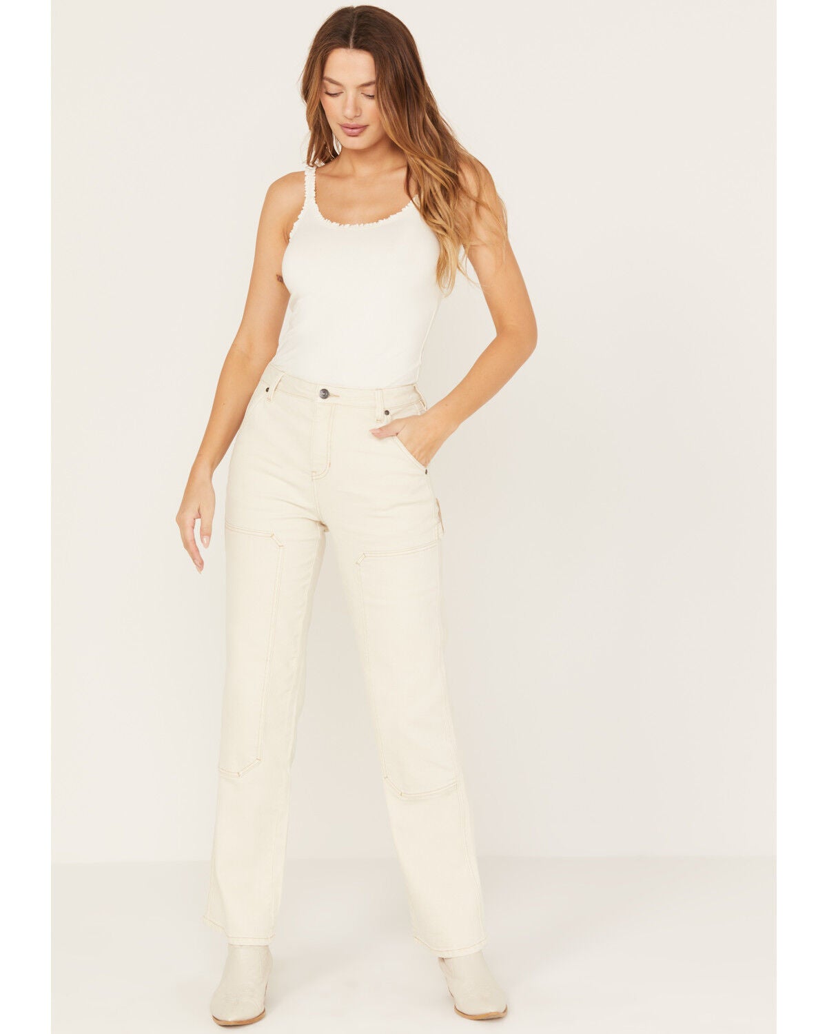 Cleo + Wolf Women's High Rise Relaxed Straight Jeans, Natural, hi-res