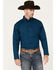 Image #1 - George Straight by Wrangler Men's Solid Long Sleeve Button-Down Western Shirt , Dark Blue, hi-res