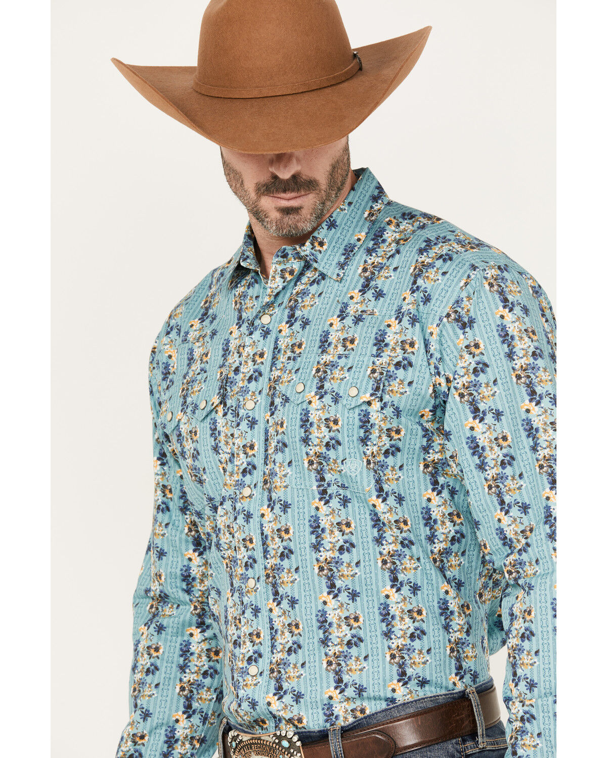 Image #2 - Ariat Men's Hains Retro Fit Snap Long Sleeve Western Shirt, , hi-res