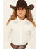 Image #2 - Shyanne Girls' Embroidered Long Sleeve Pearl Snap Stretch Western Fringe Shirt , Ivory, hi-res