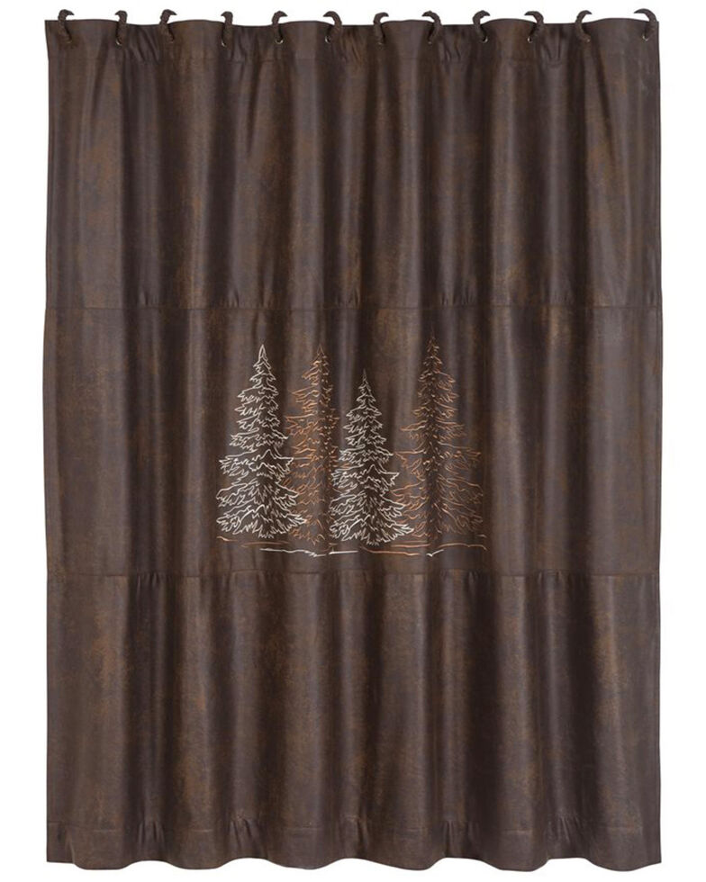 Hiend Accents Chocolate Embroidered Tree Shower Curtain Sheplers