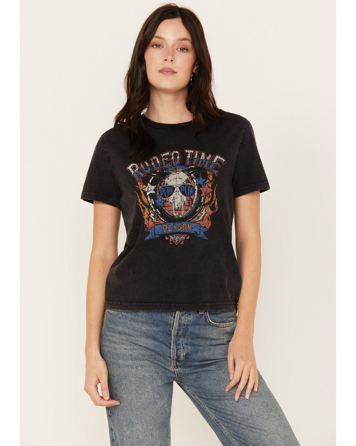 Image #2 - Rock & Roll Denim Women's Short Sleeve Dale Brisby Graphic Tee, Black, hi-res