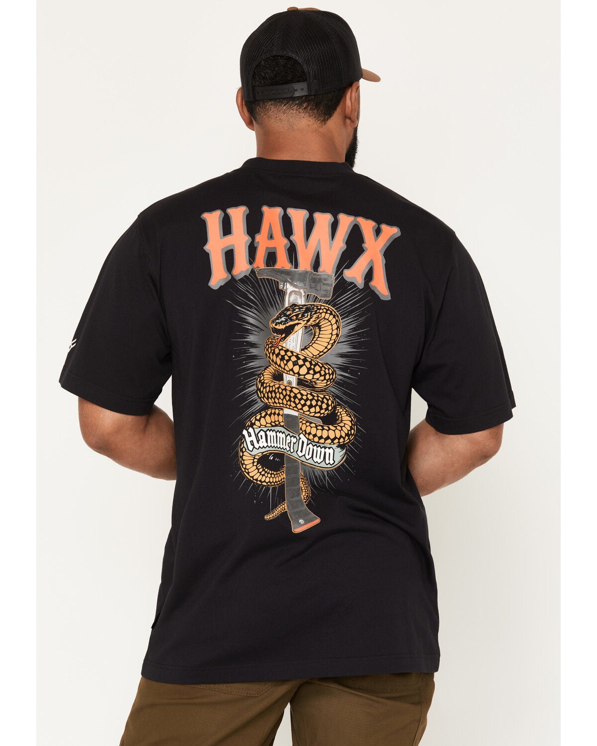 Hawx Men's Hammer Down Short Sleeve Graphic Pocket Work T-Shirt, Black, hi-res